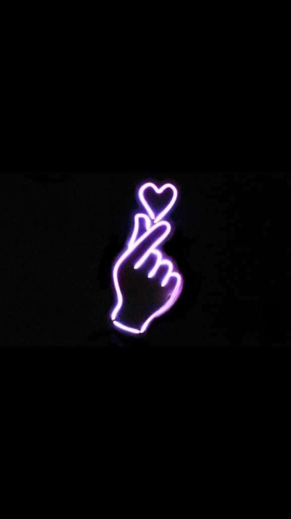 Neon Love Finger Gesture Purple Aesthetic.jpg Wallpaper