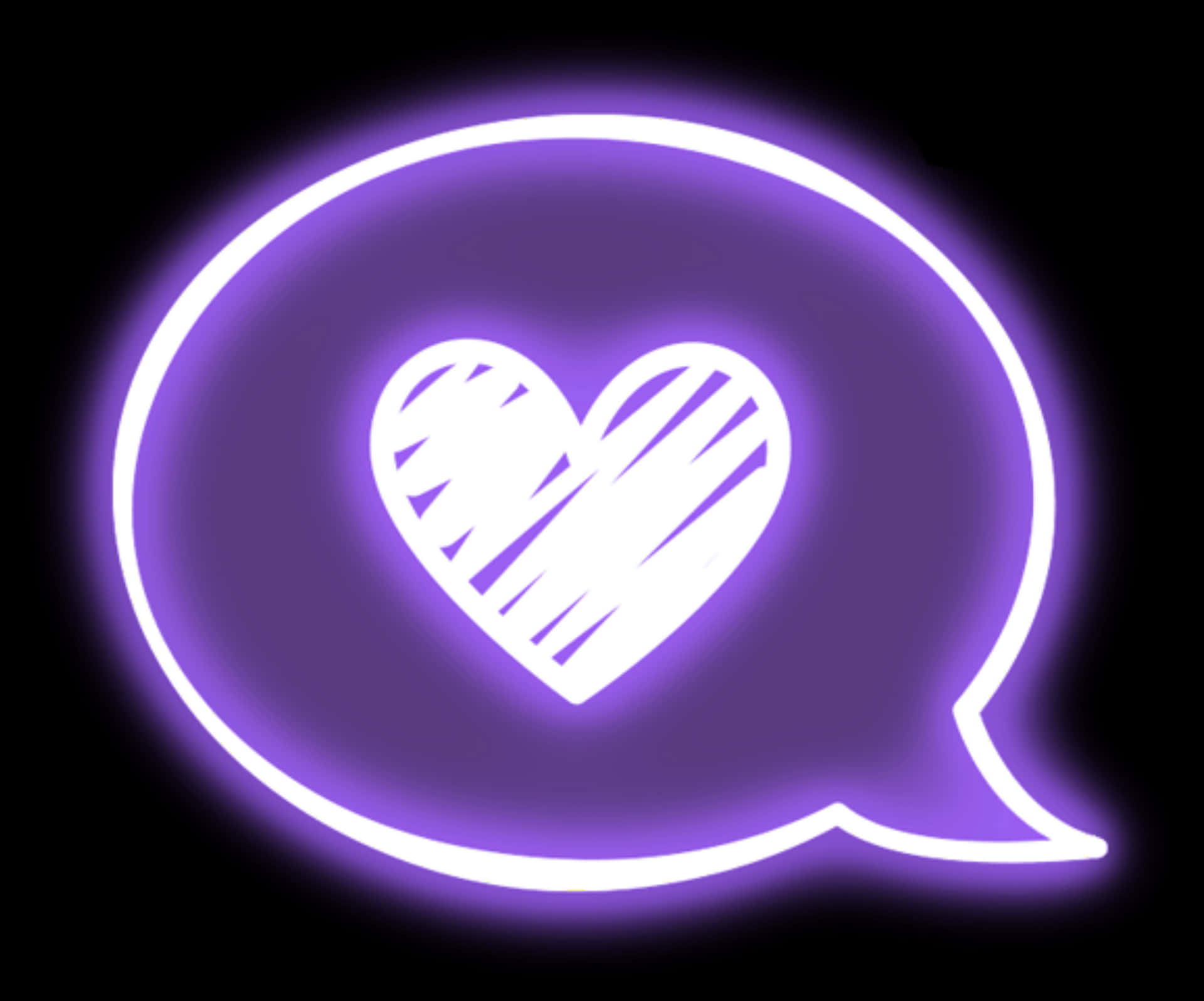 Neon Love Heart Speech Bubble PNG