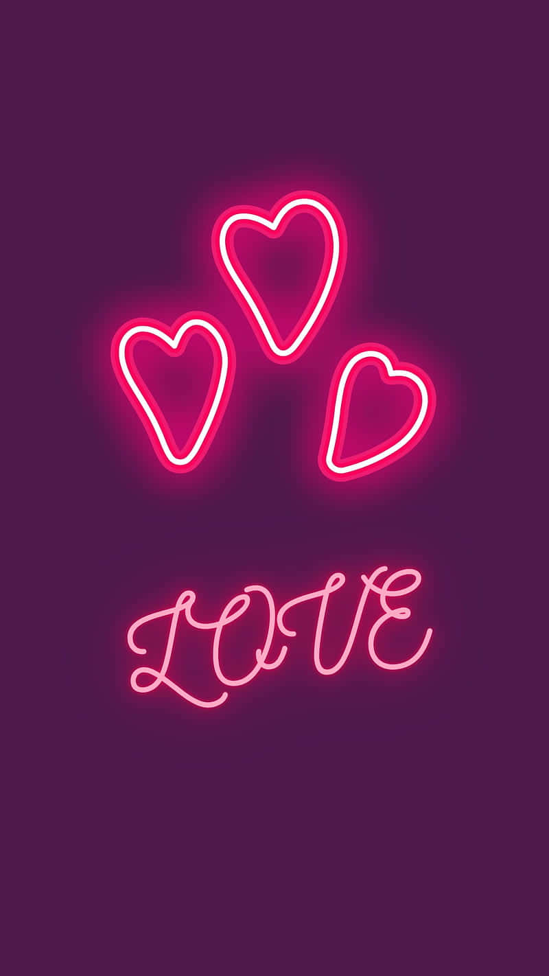 Neon Love Hearts Aesthetic Wallpaper