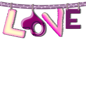 Neon Love Sign Hangingon String PNG