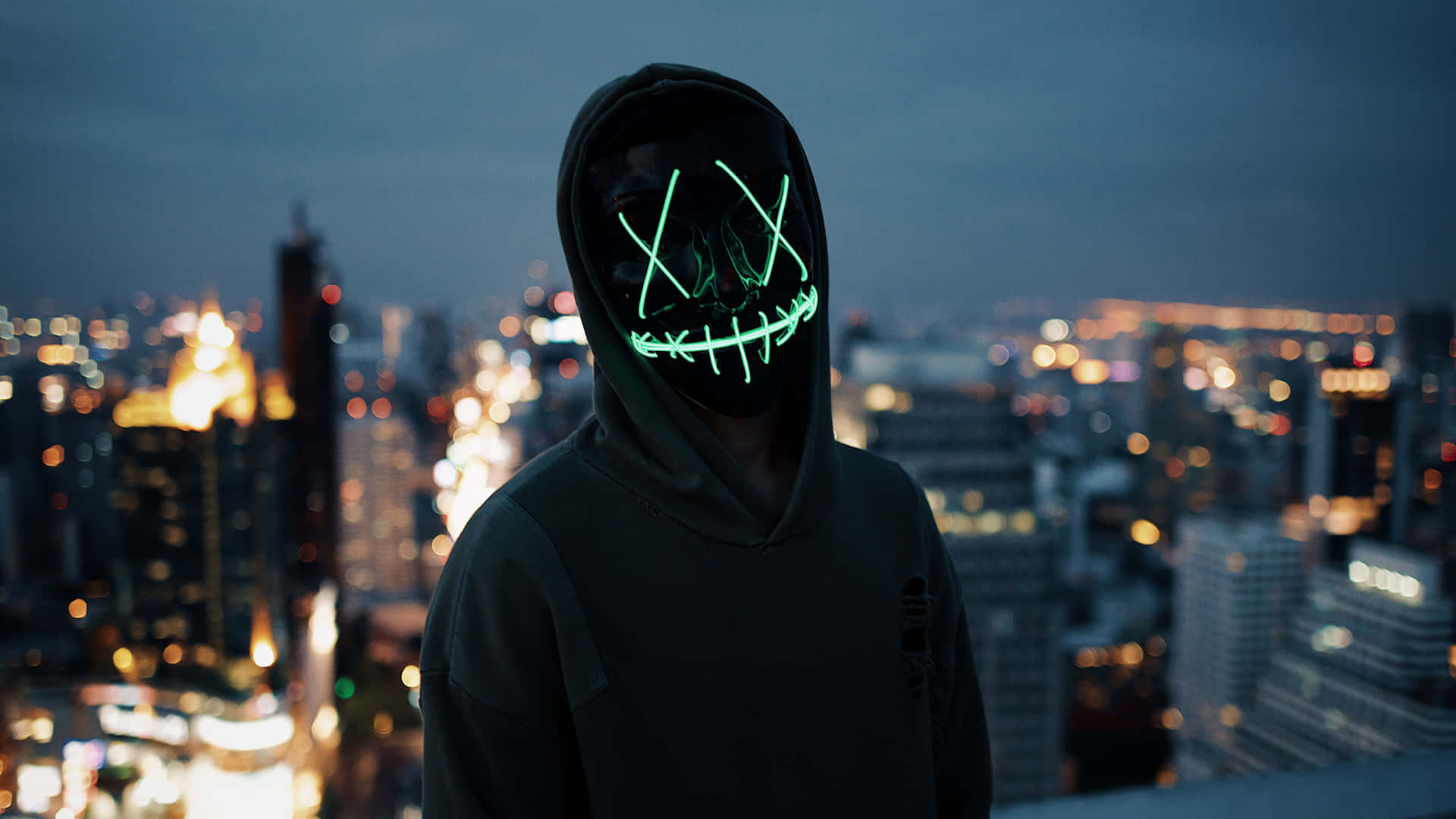 Neon_ Mask_ Urban_ Night_4 K Wallpaper