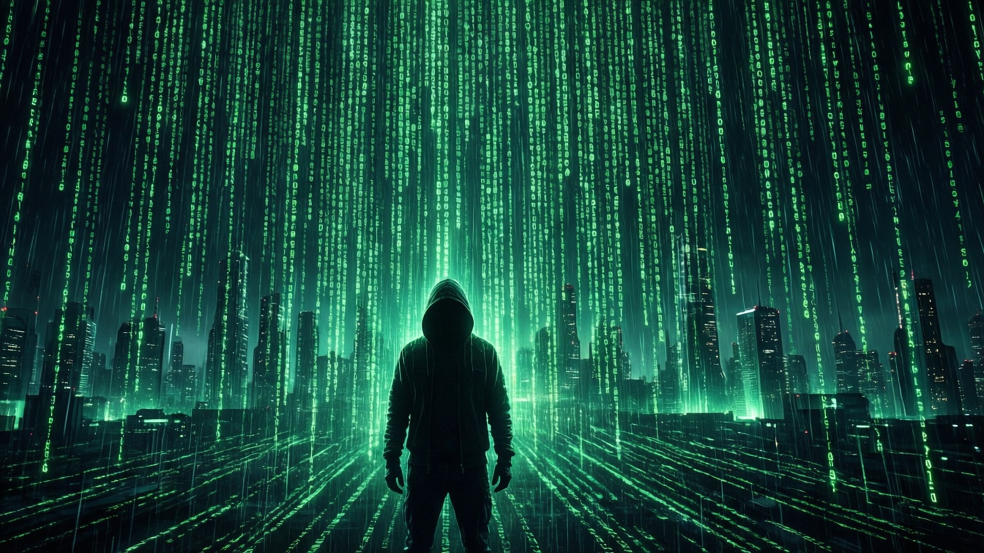 Neon Matrix Hacker Wallpaper