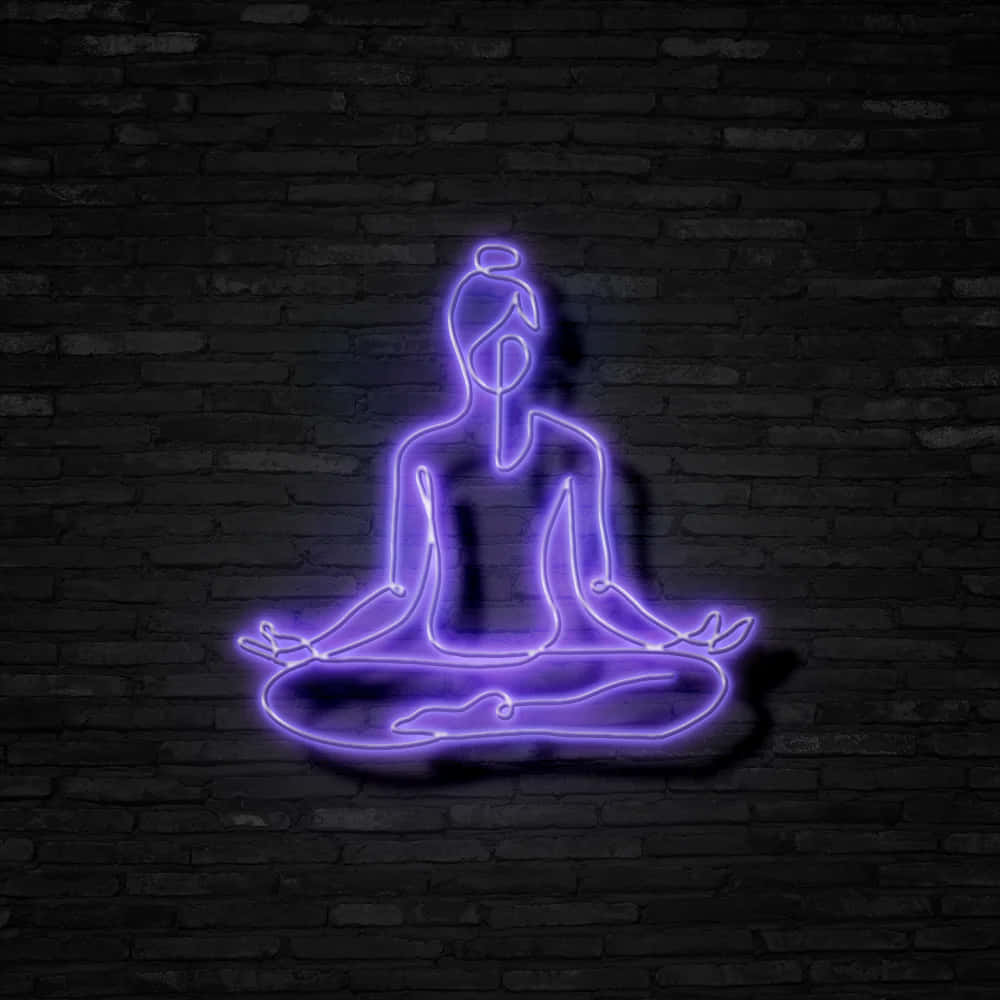 Neon Meditation Art Wallpaper