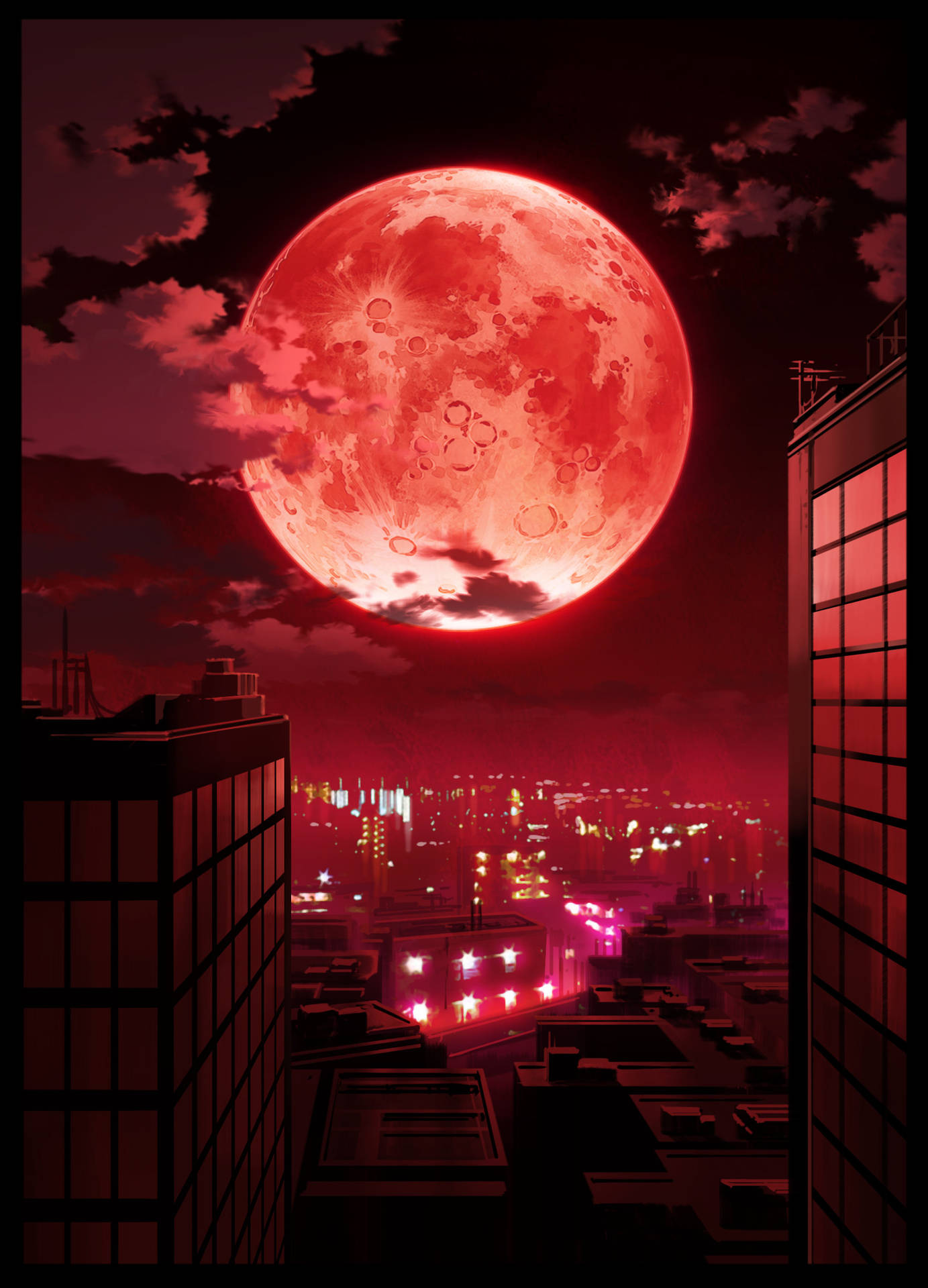Neon Moon Cityscape Wallpaper