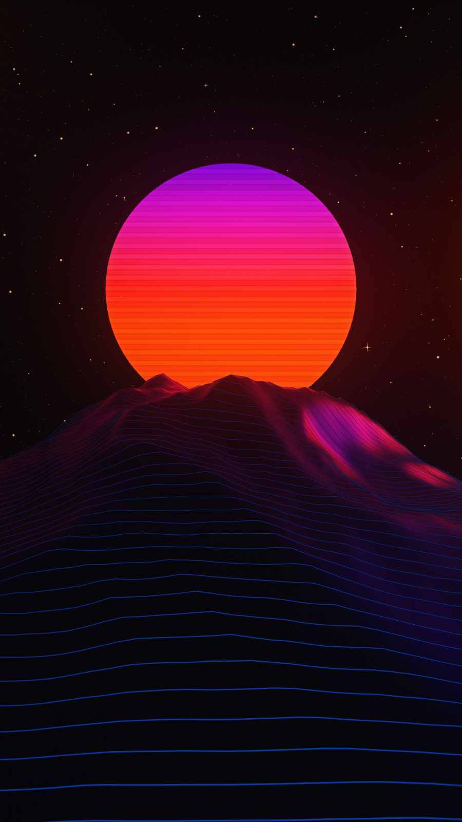 Neon Moon Synth-Wave Wallpaper