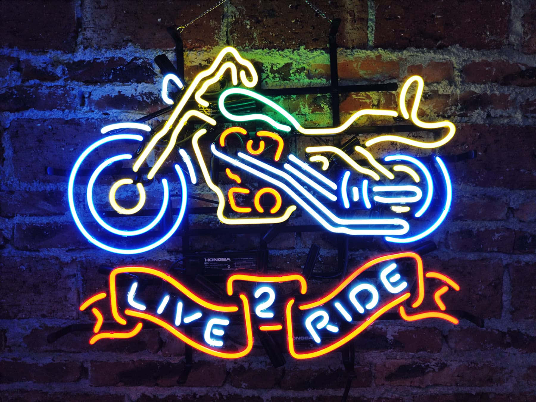 Neon Motorcycle Liveto Ride Sign Wallpaper