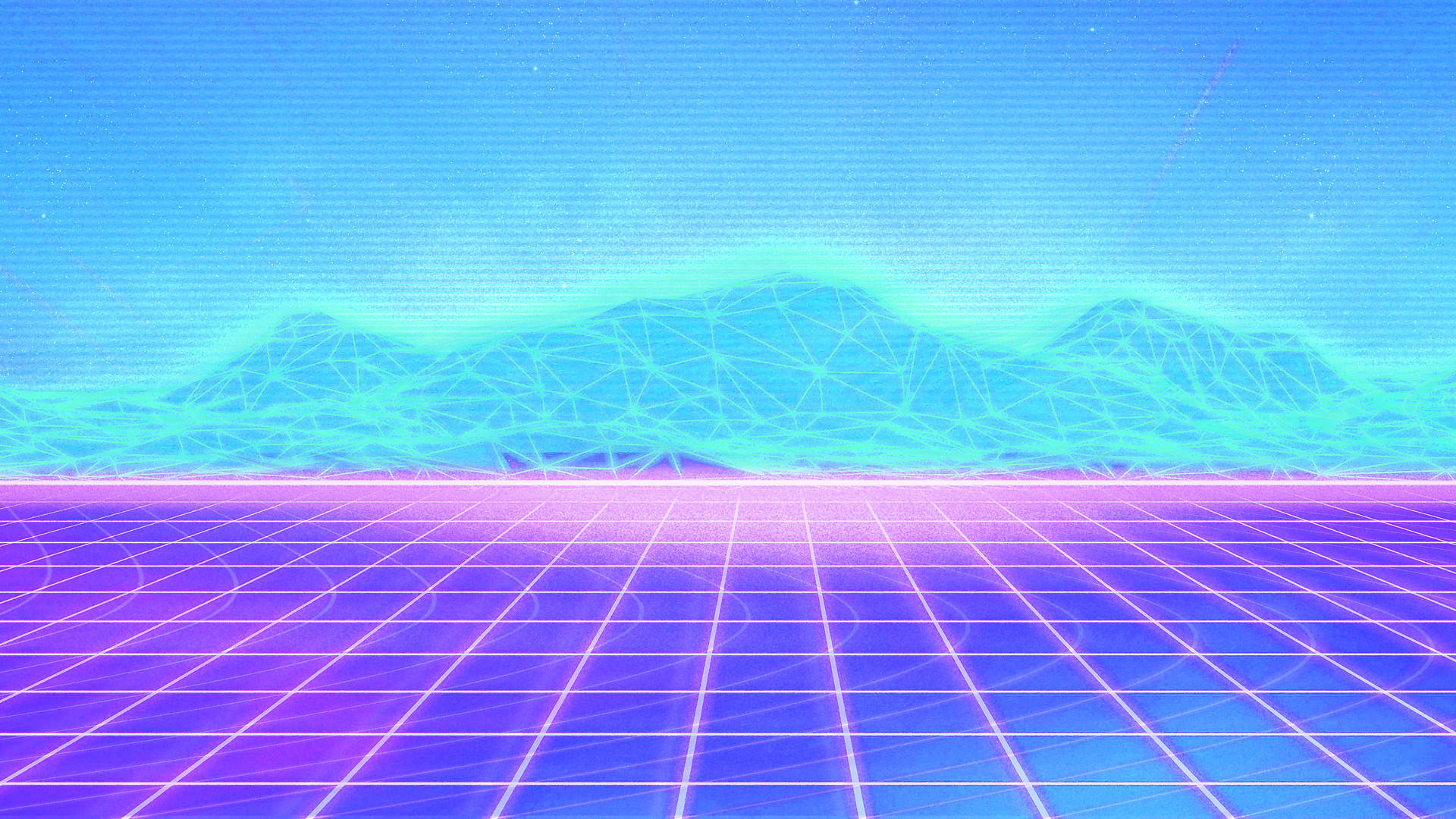 Neon Mountain Landscape Vaporwave Desktop Wallpaper