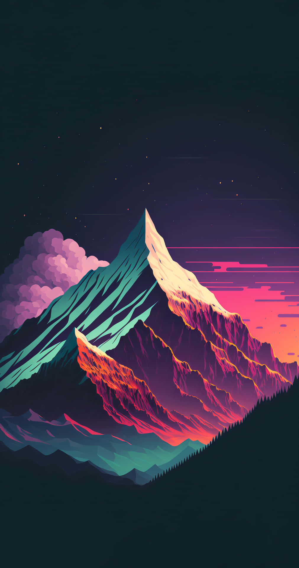 Neon Mountain Landscape Wallpaper