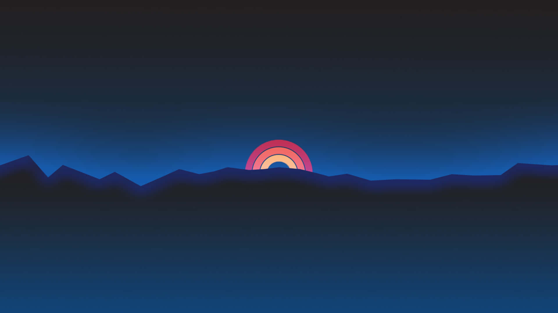 Neon Mountain Sunset Landscape Wallpaper