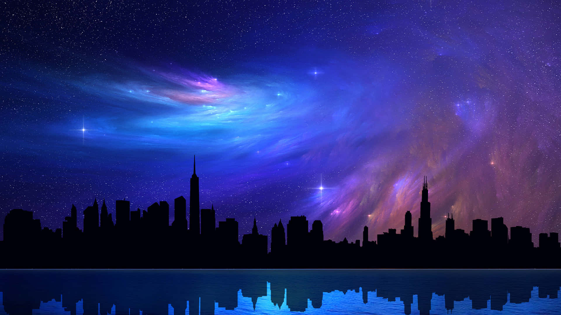 Neon Night Skyline Wallpaper