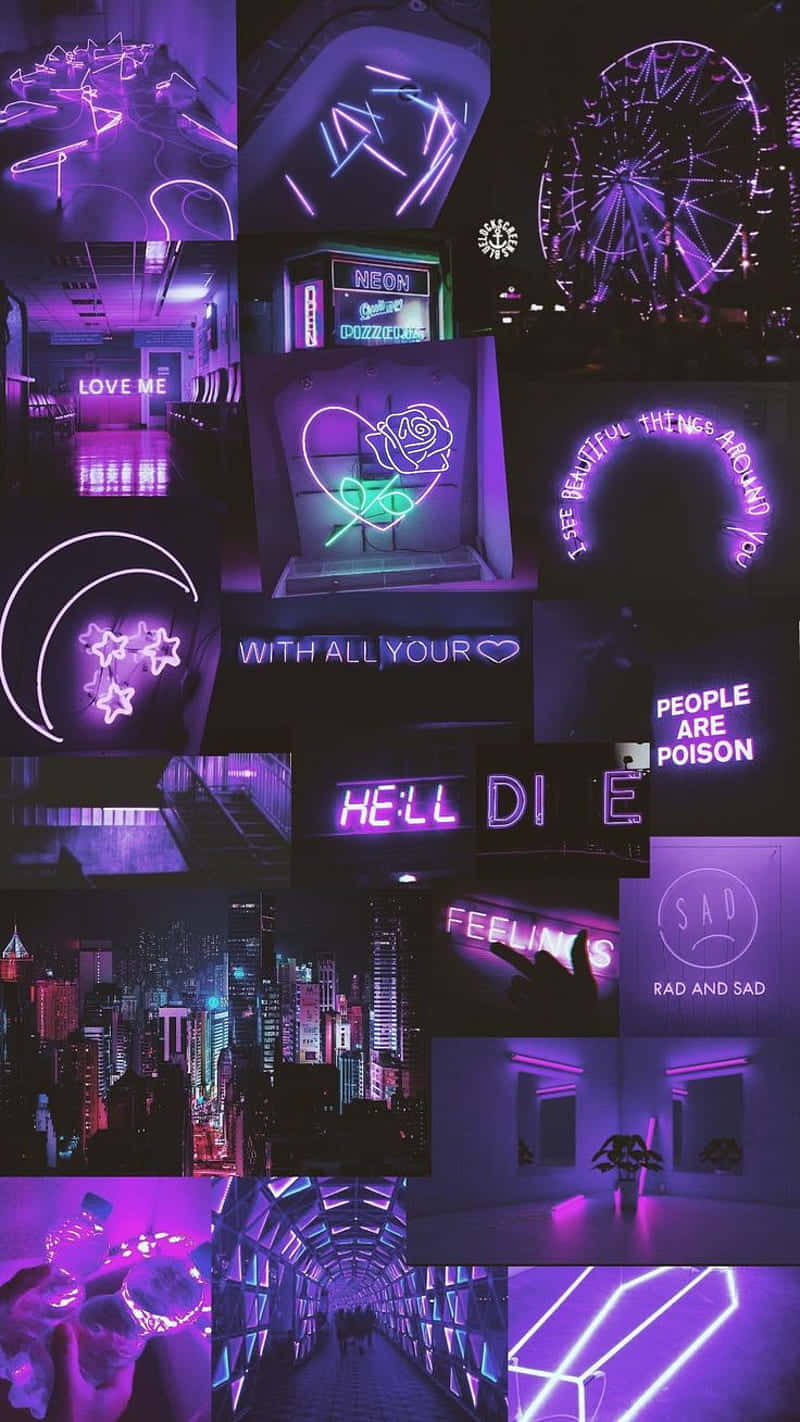 Neon Nightlife Collage Wallpaper