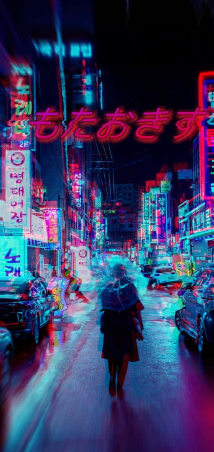 Neon Nightlife Japanese Street Wallpaper
