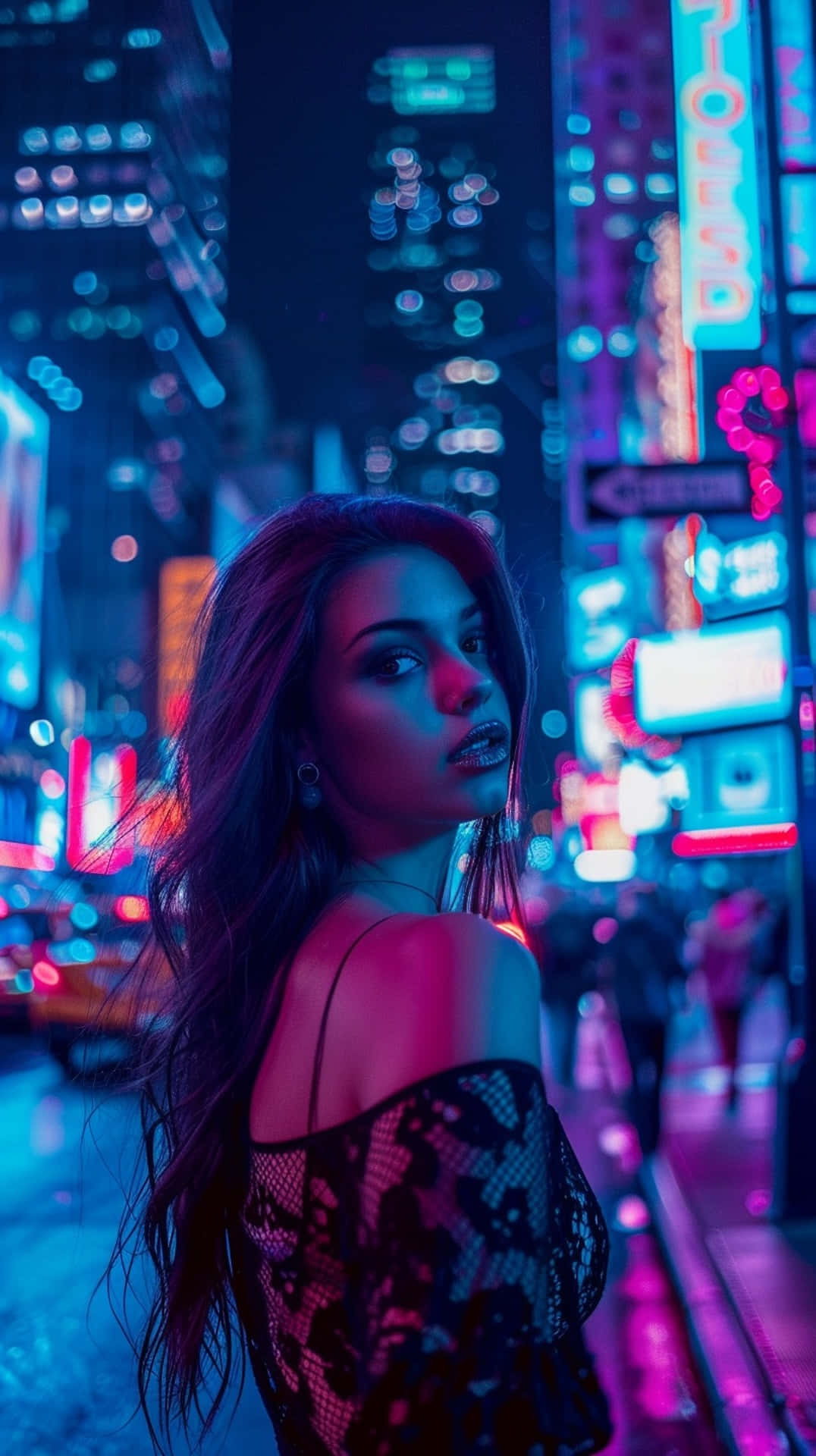 Neon Nightlife Portrait Wallpaper