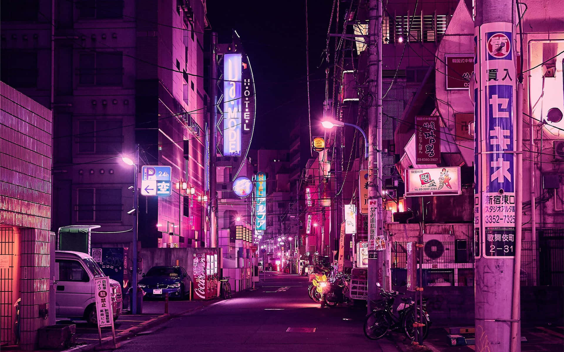 Neon Nightlife Urban Japan Wallpaper