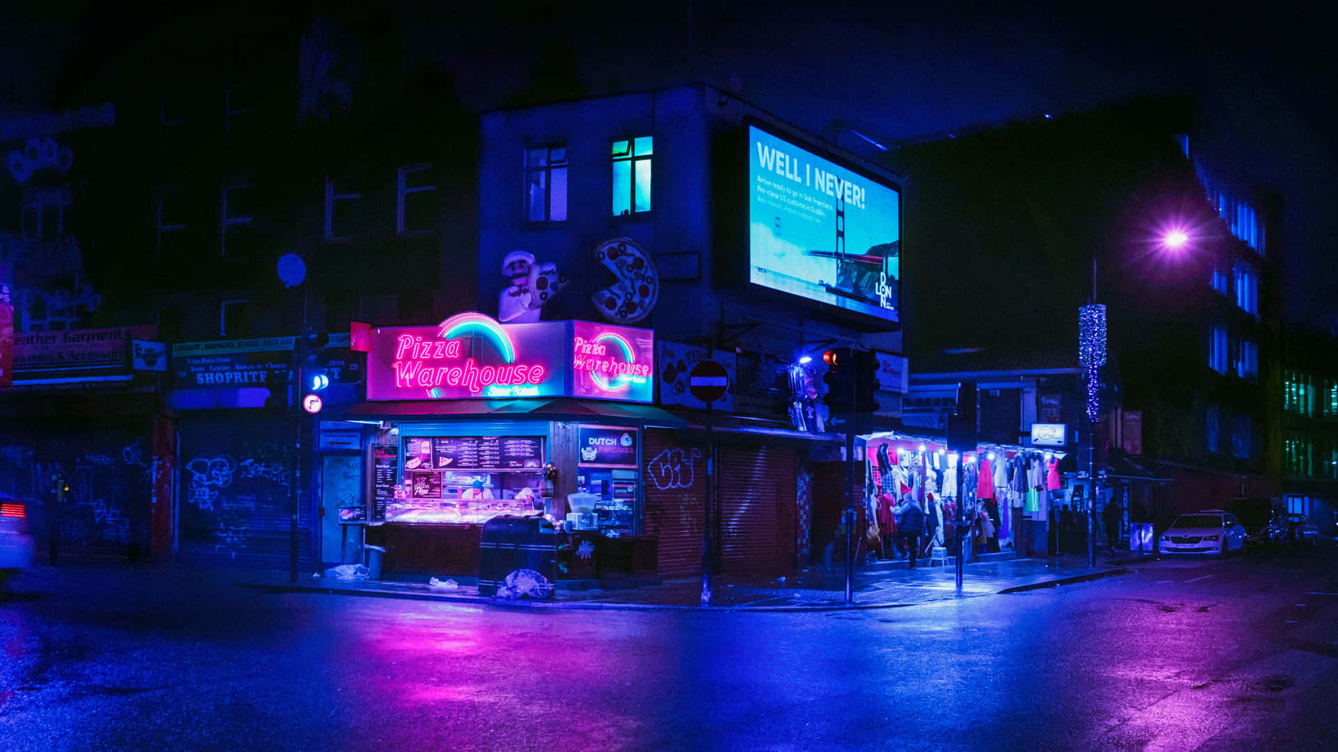 Neon Nightlife Urban Scene4 K Aesthetic.jpg Wallpaper