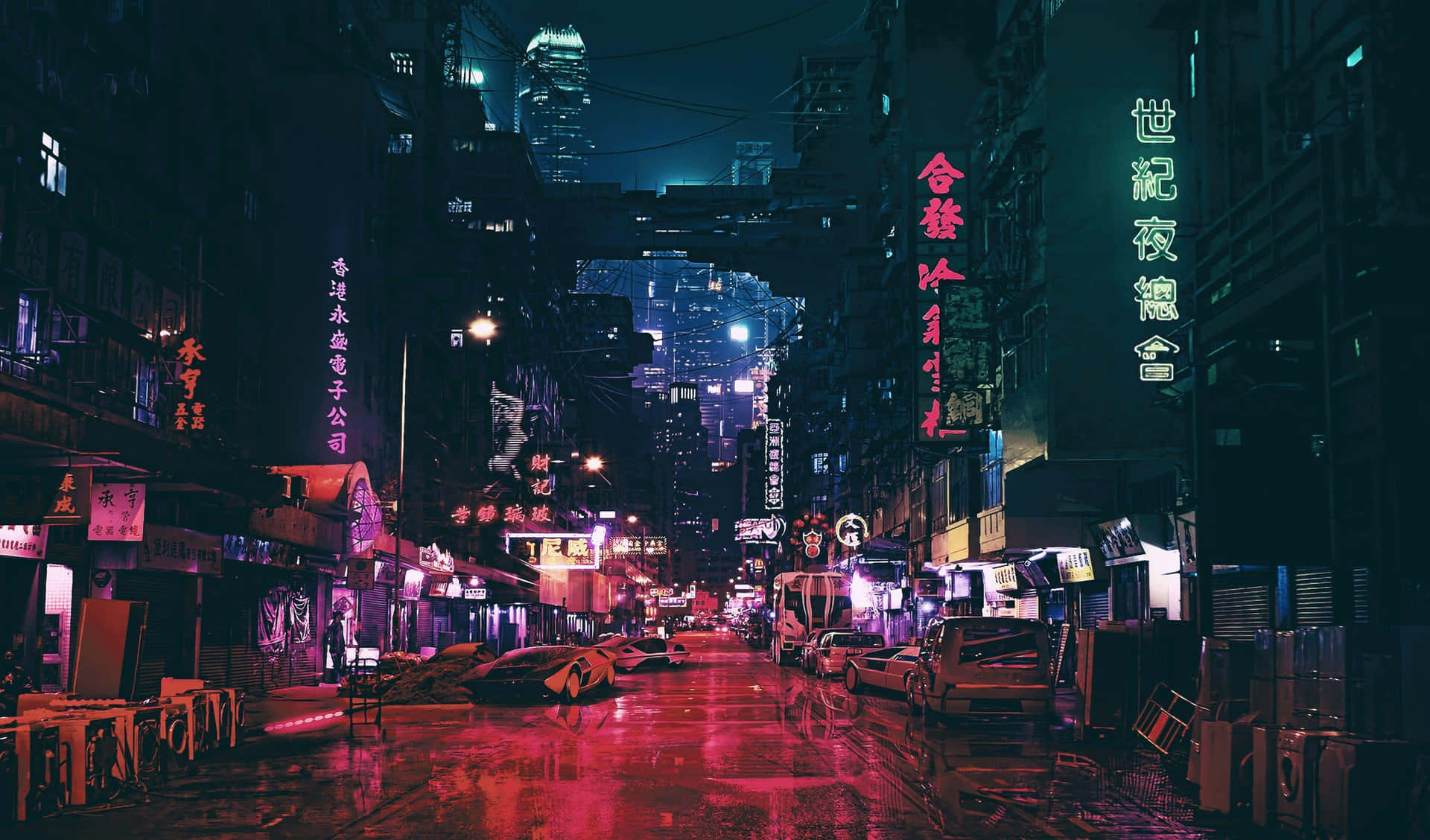 Kehidupan Malam Neon Di Jepang Perkotaan Wallpaper