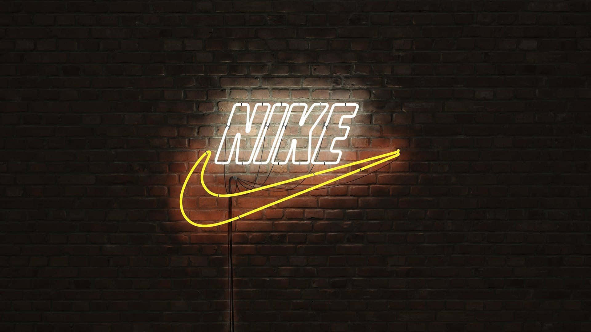 Neon Nike Logoon Brick Wall Wallpaper