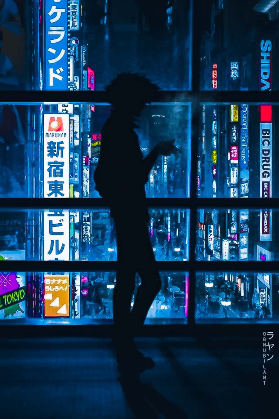 Neon Noir Silhouette In Tokyo Wallpaper