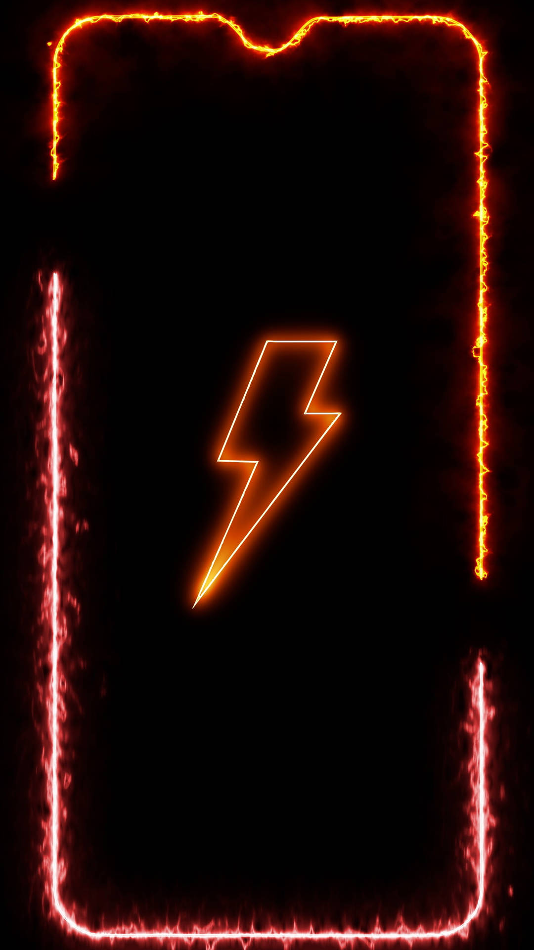 Neon Orange Aesthetic Lightning Bolt Phone Frame Wallpaper