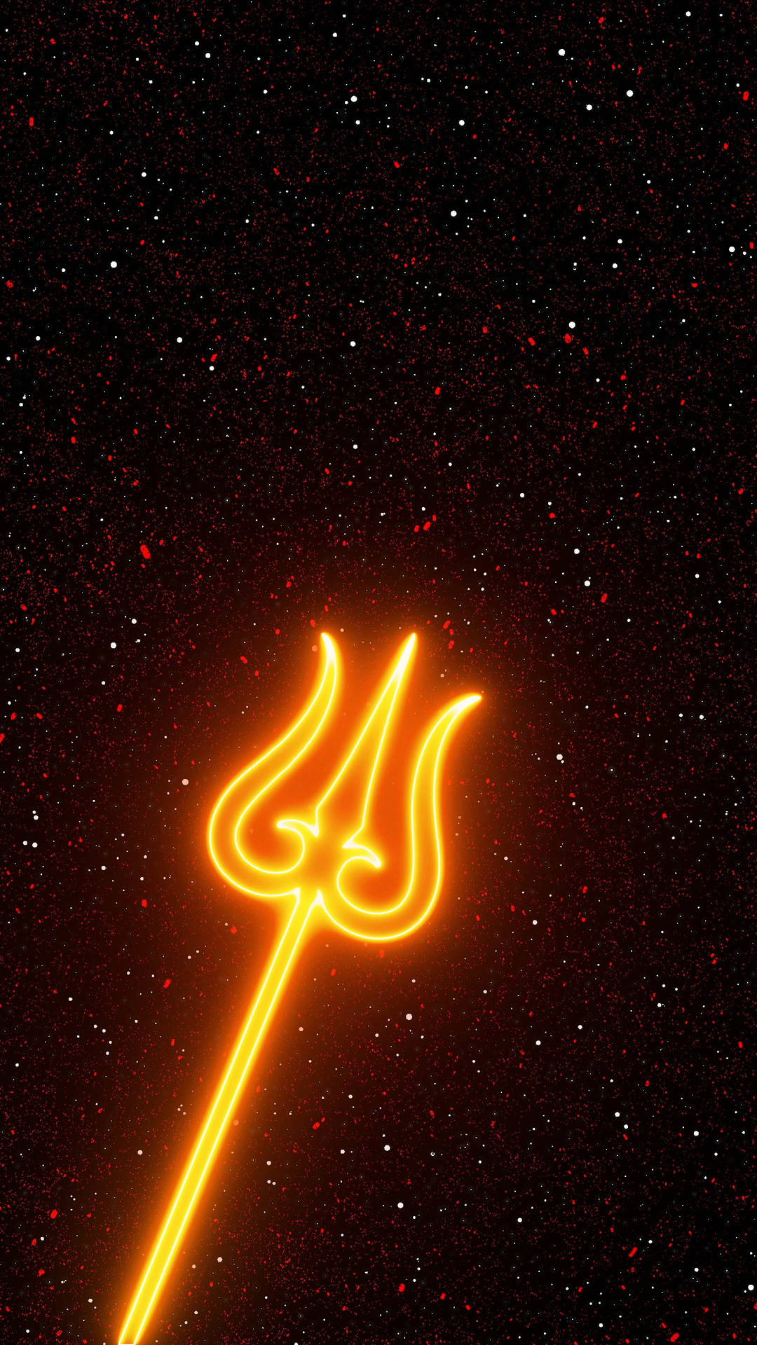 Neon Orange Aesthetic Shiva Trident