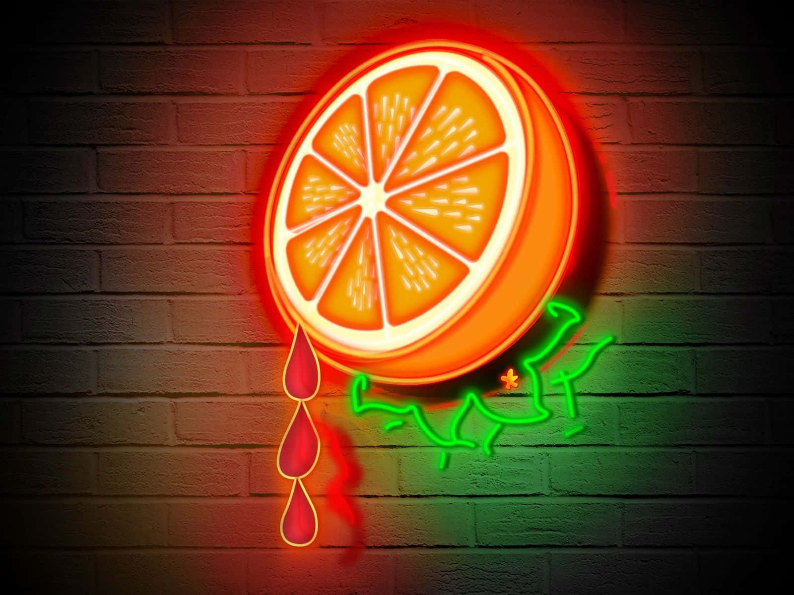 Neon Orange Slice Wall Art Wallpaper