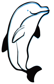 Neon Outline Dolphin Art PNG