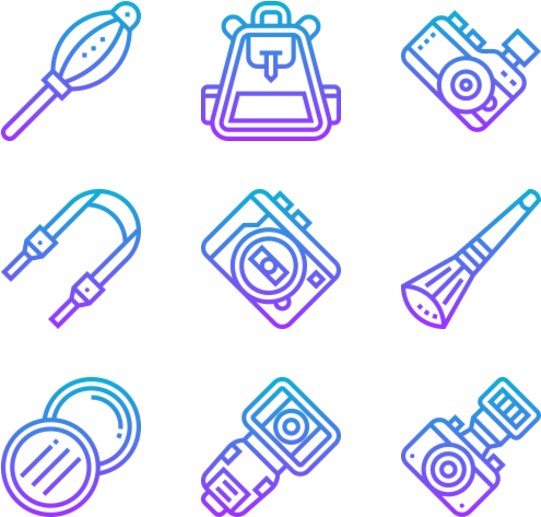 Neon Outline Photography Icons PNG