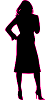 Neon Outline Woman Pose PNG