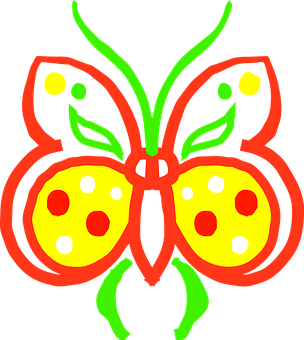 Neon Outlined Butterfly Art PNG