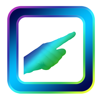 Neon Outlined Hand Pointer Icon PNG