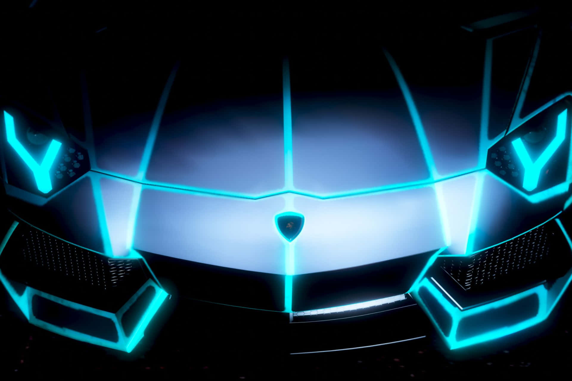 Neon Outlined Lamborghini Front View.jpg Wallpaper