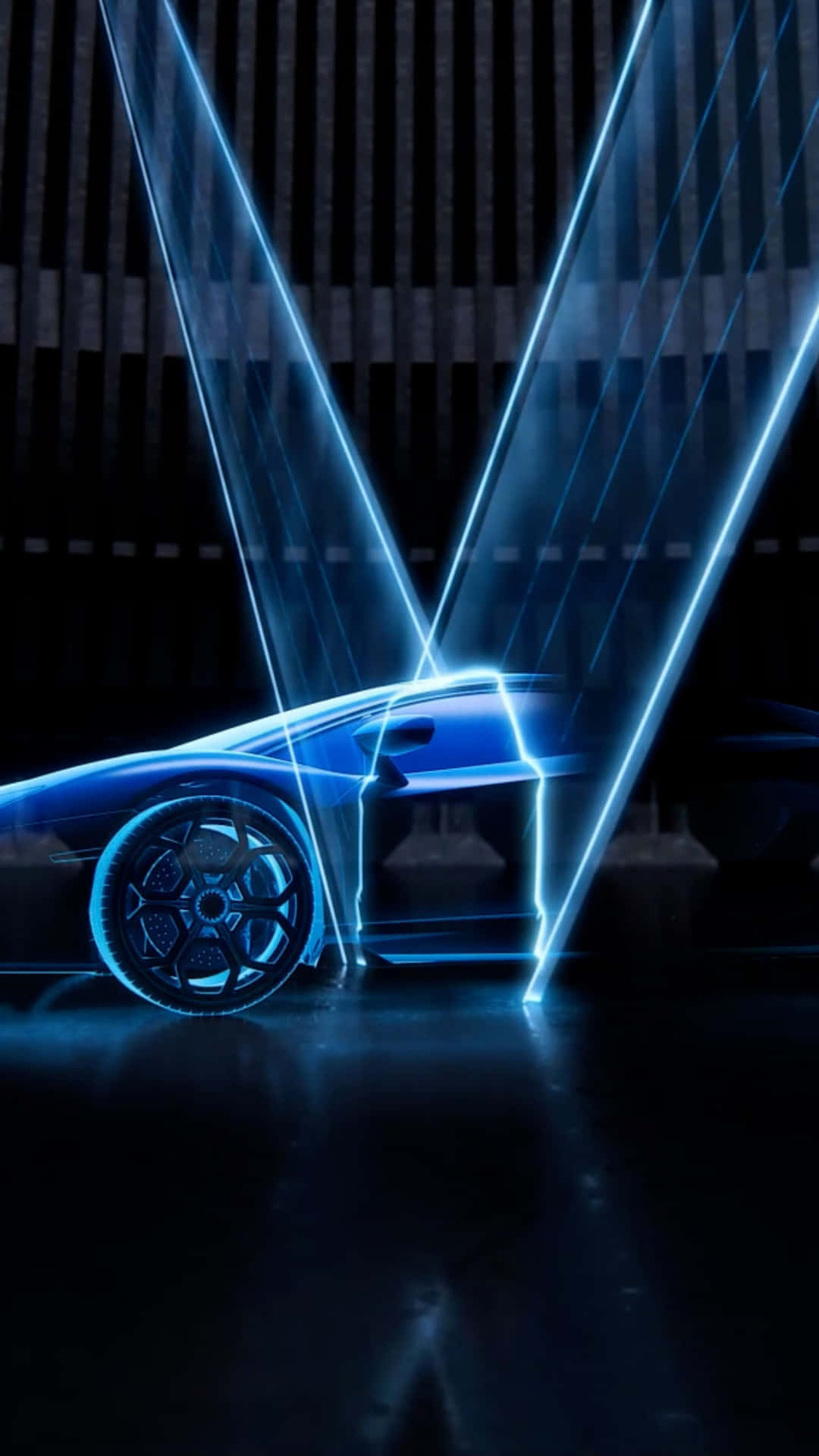 Neon Outlined Lamborghiniin Darkness Wallpaper