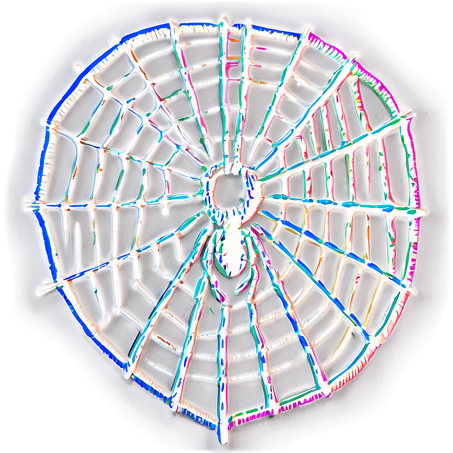 Neon Outlined Spider Web PNG