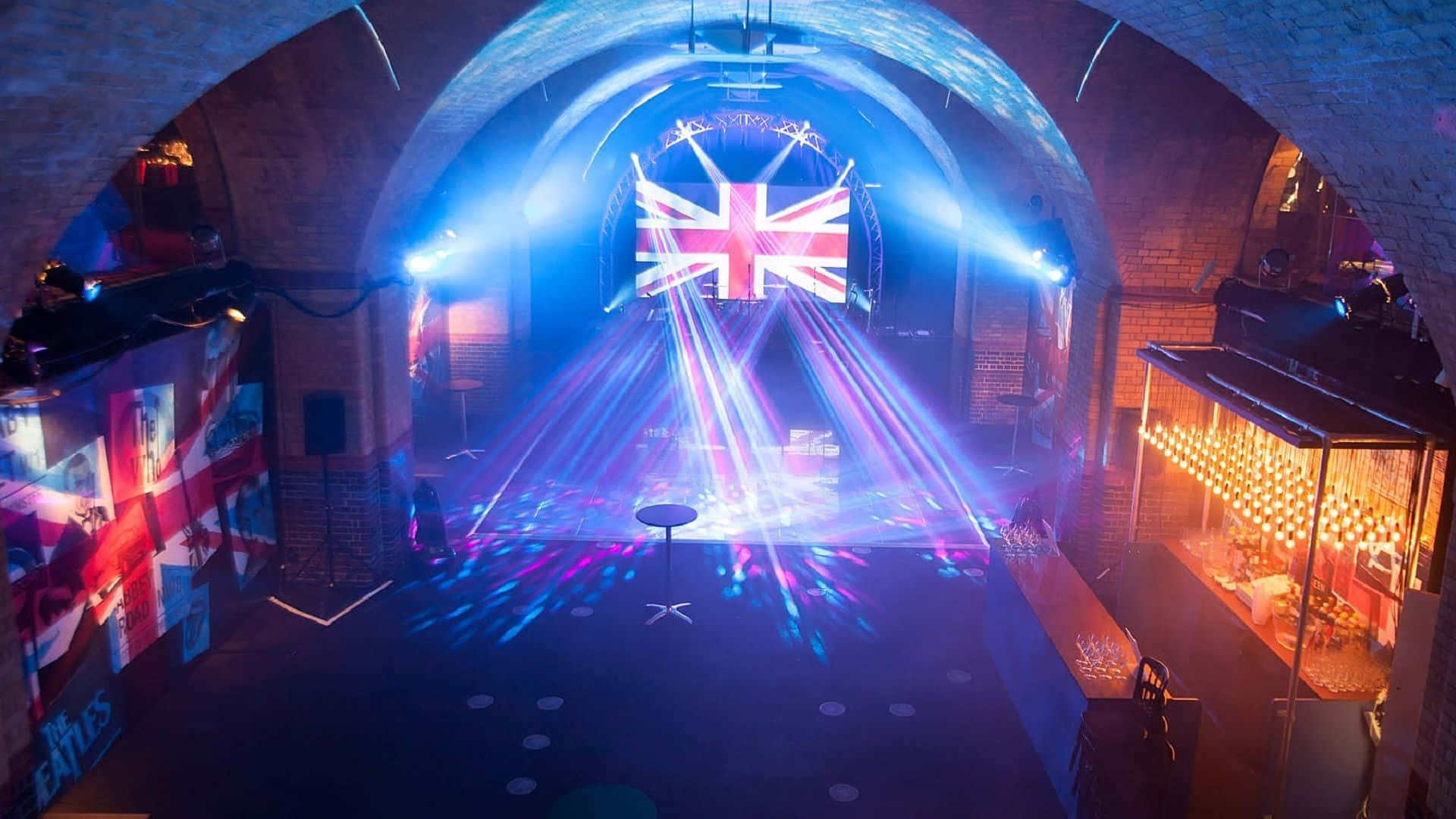 Neon Party U K Flag Projection Wallpaper