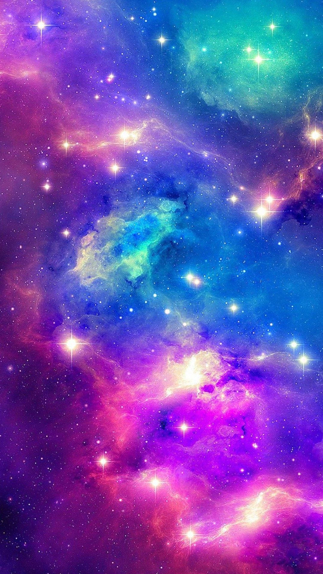 Neon Pastel Galaxy Nebula Wallpaper