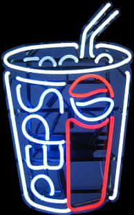 Neon Pepsi Cup Sign PNG
