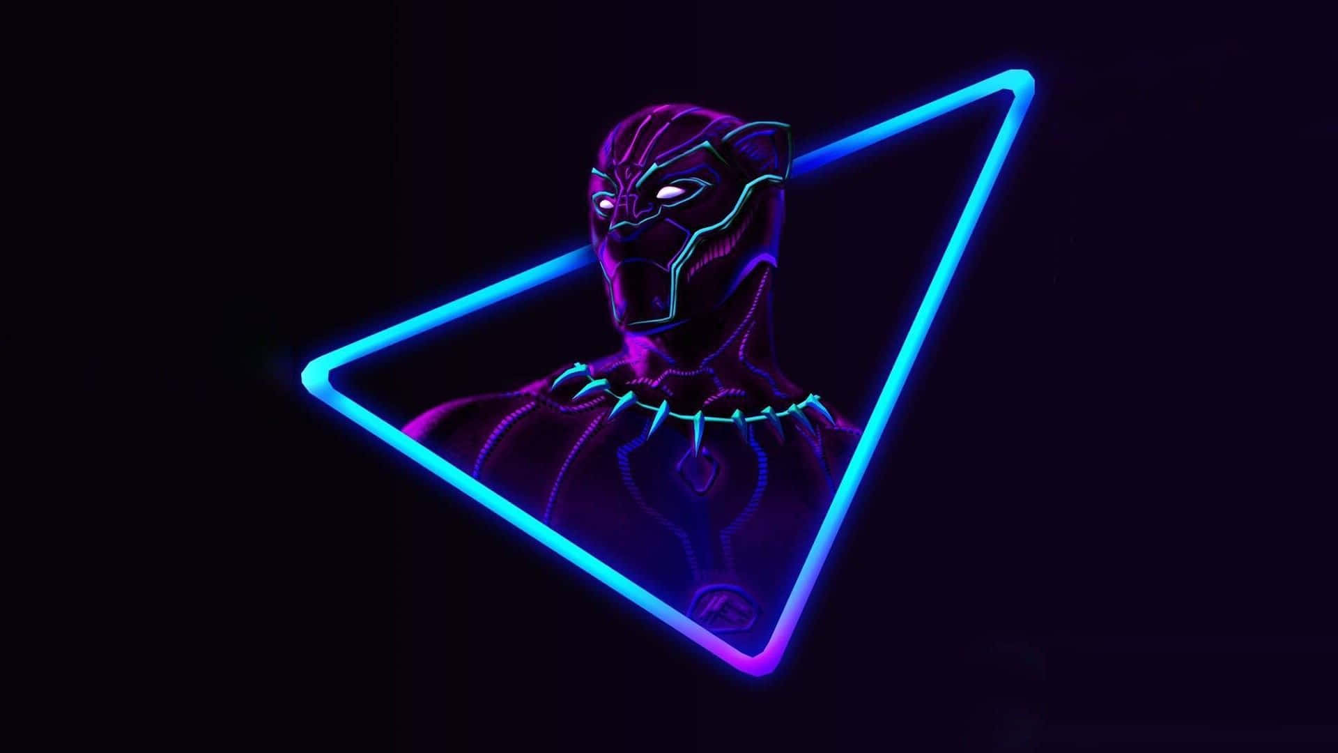 Imagemdo Super-herói Pantera Negra Em Neon Para Papel De Parede De Computador Ou Celular.