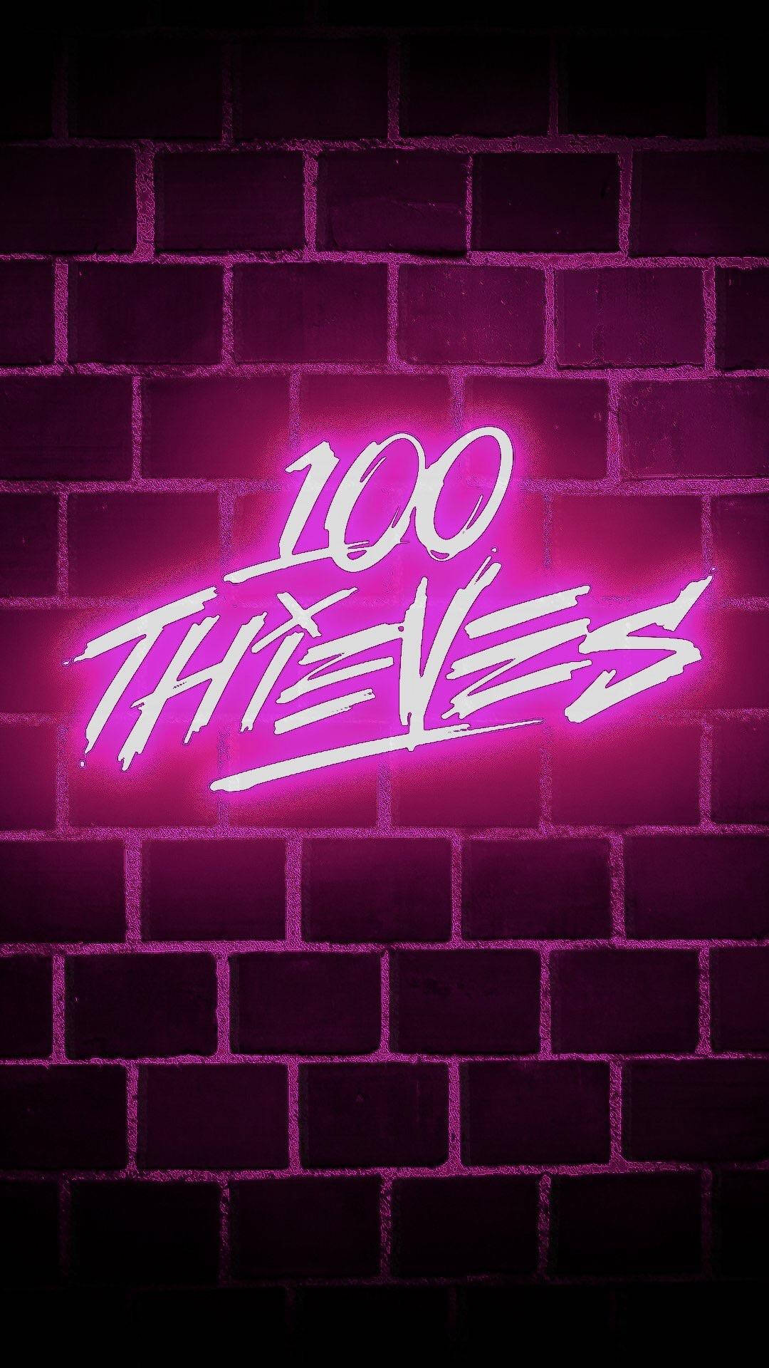 Neon Pink 100 Thieves Sign Wallpaper