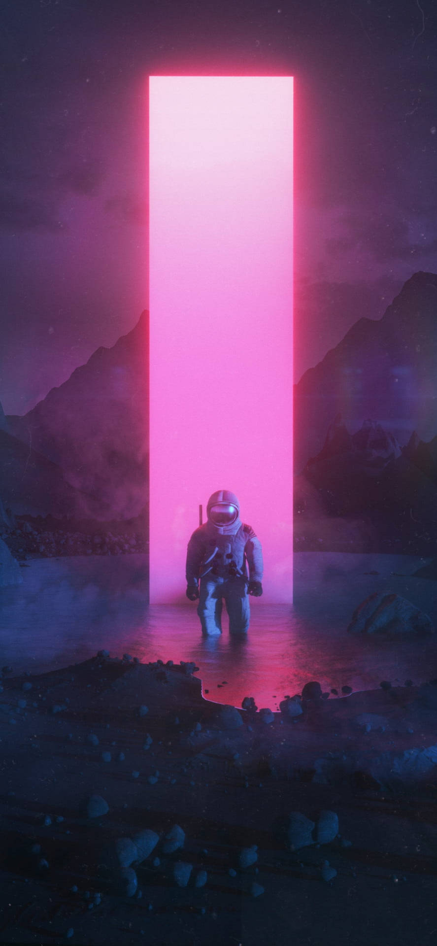 Neon Pink Aesthetic Astronaut Portal Wallpaper