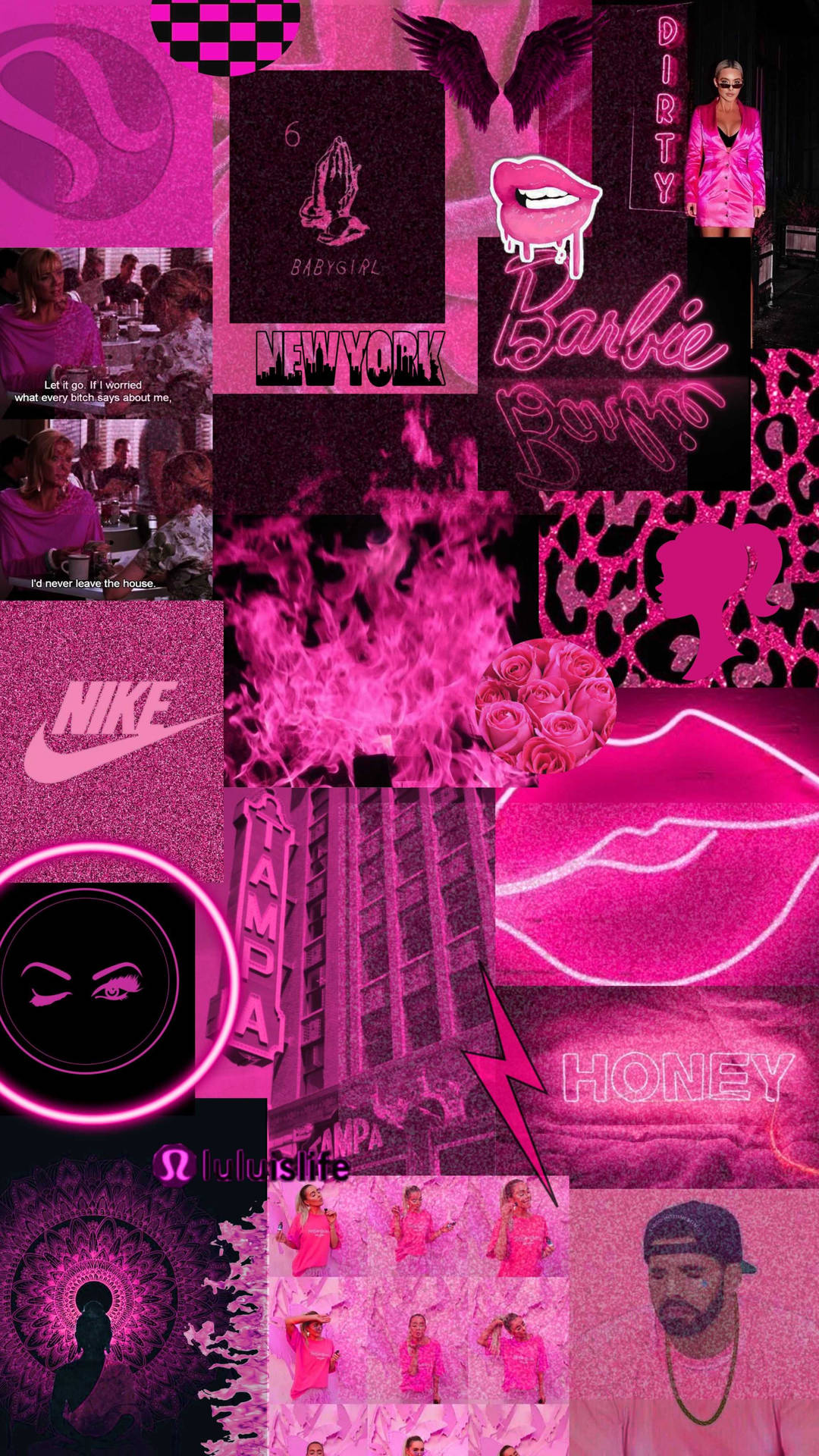 Neon Pink Aesthetic Collage Art