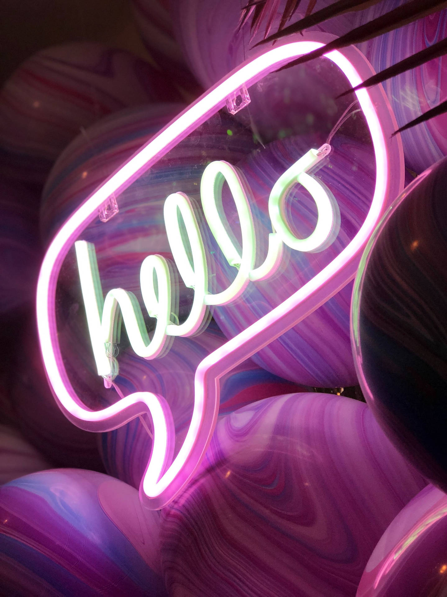 Neon Pink Aesthetic Hello Sign Wallpaper