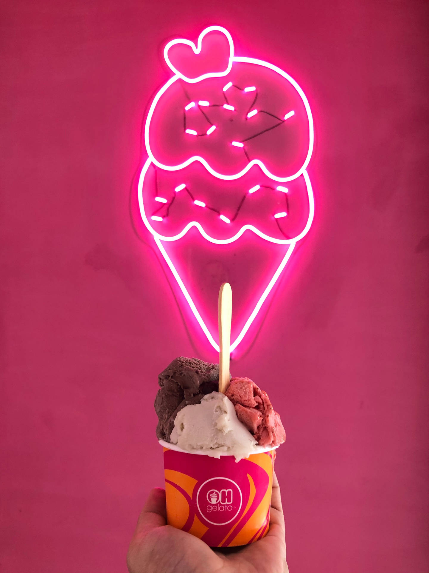 Neon Pink Aesthetic Ice Cream Wallpaper