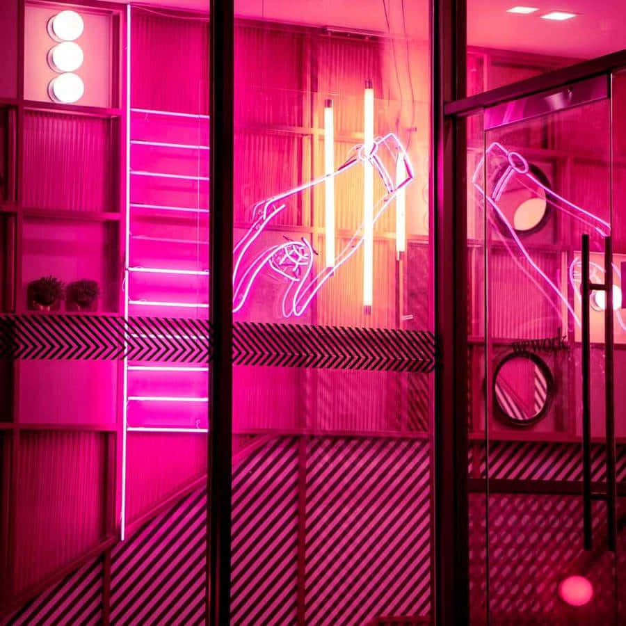 Neon Pink Aesthetic Interior Wallpaper