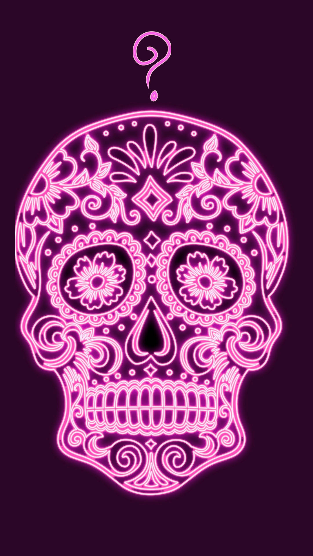 Neon Pink Aesthetic Skull Art Wallpaper