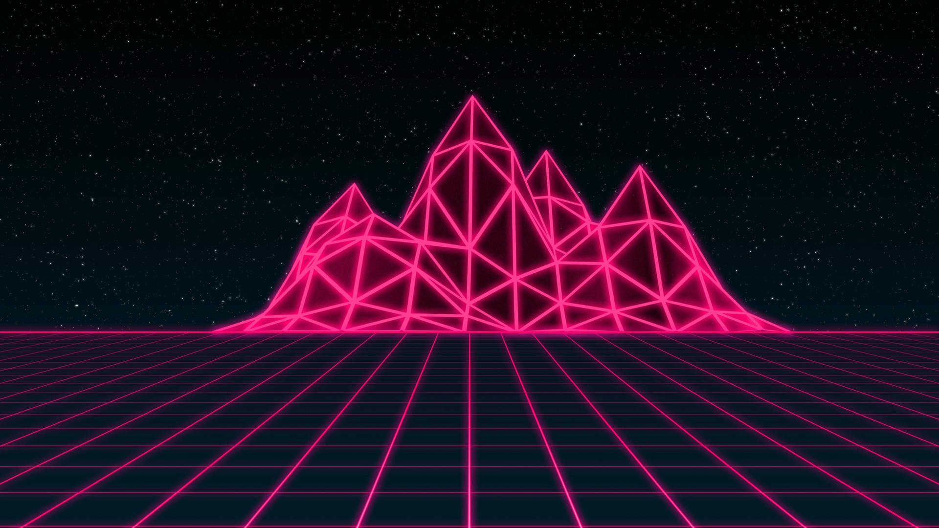 Neon Pink Aesthetic Synthwave Mountain