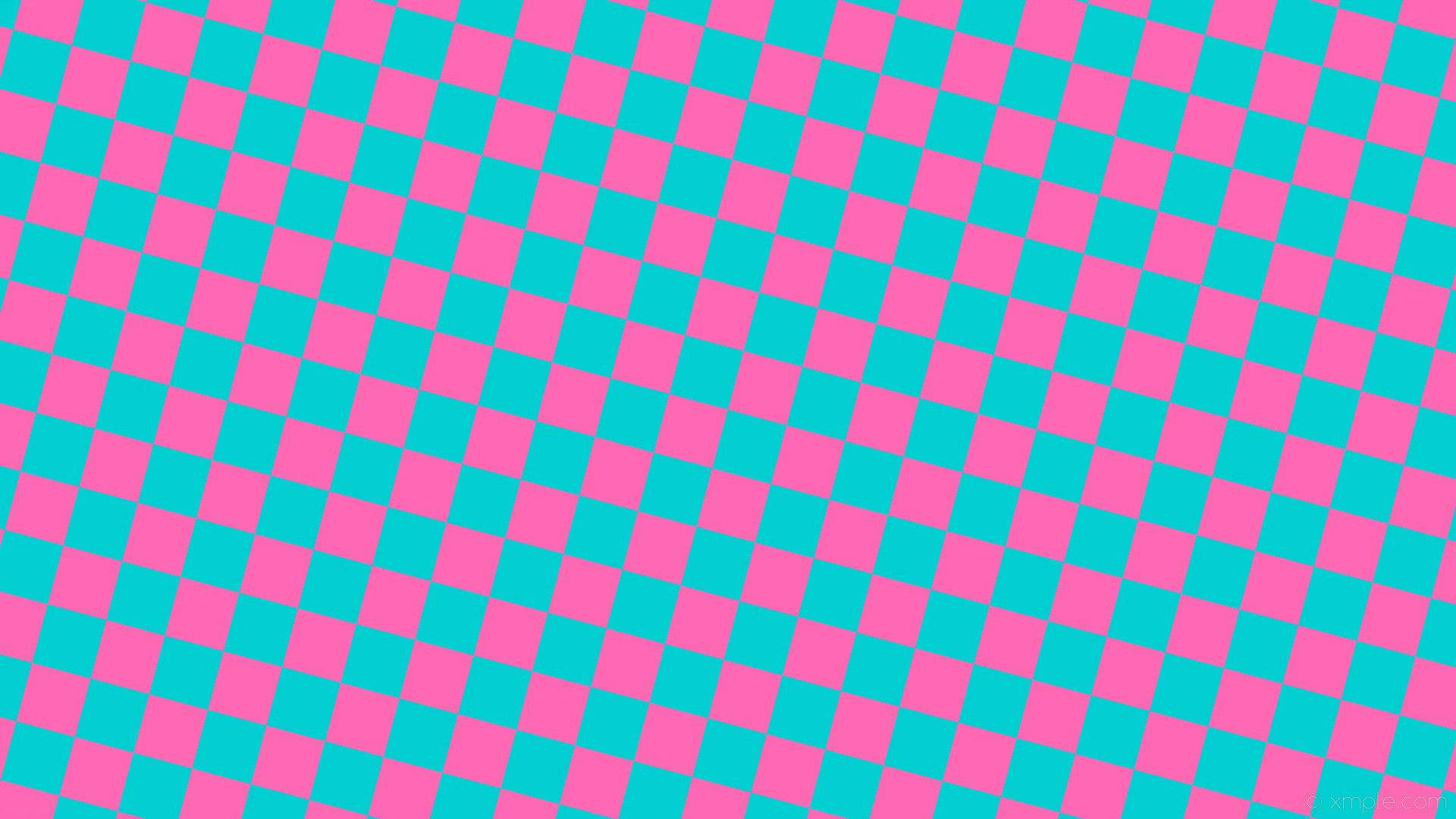 Neon Pink And Blue Checkered Wallpaper