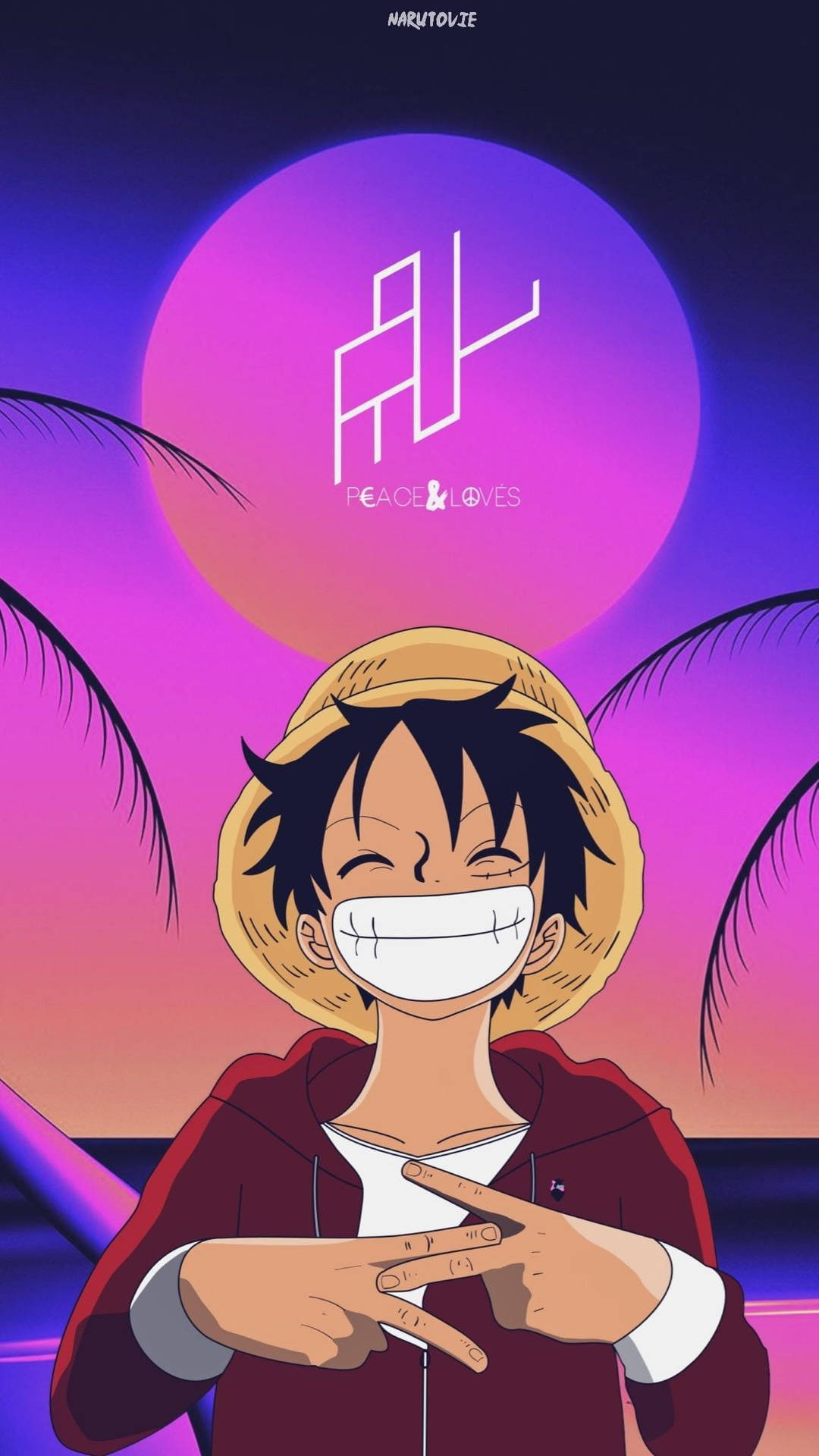 Neon Pink And Blue Luffy Aesthetic Background