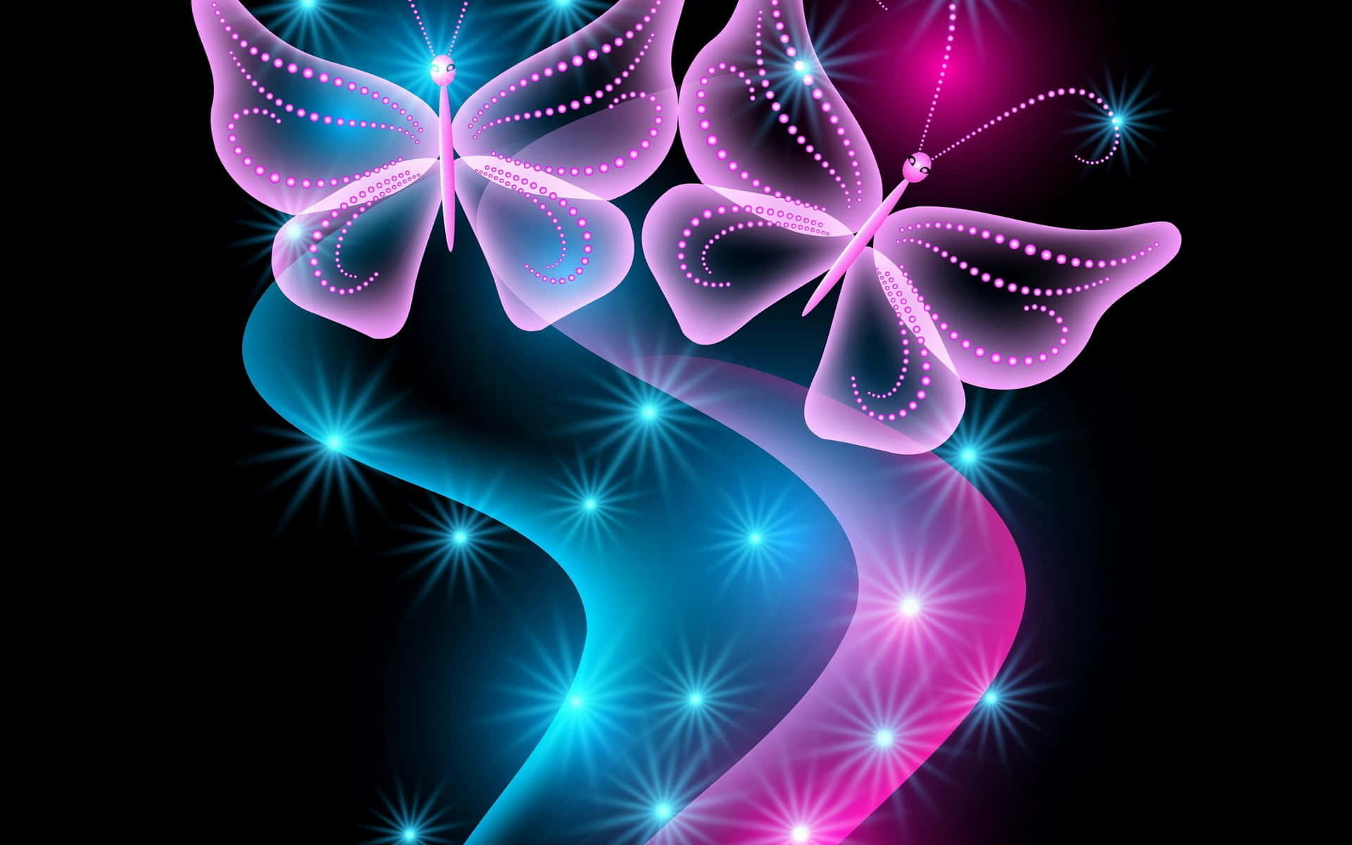 Brightly lit up blue and pink neon lights Wallpaper