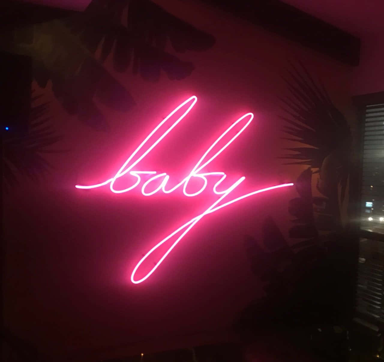Neon Pink Baby Sign Glow Wallpaper