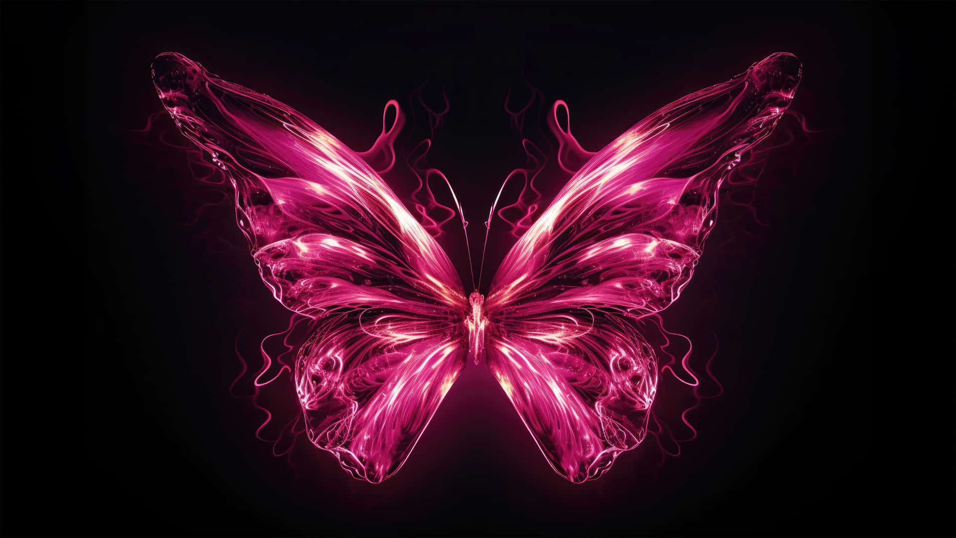Neon Pink Butterfly Art Wallpaper